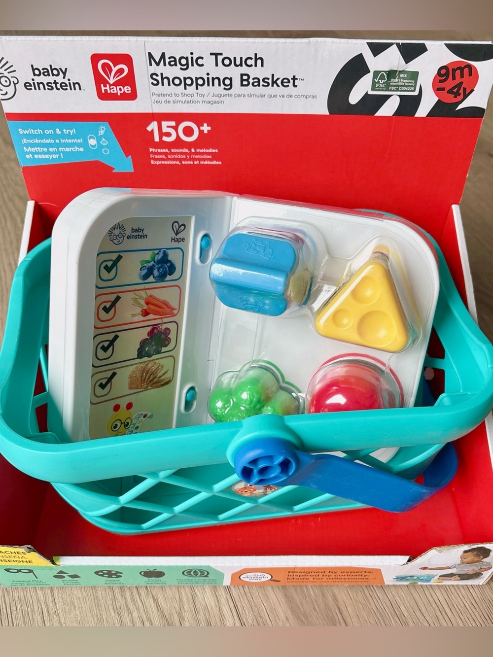 Baby Einstein + Hape Magic Touch Shopping Basket, pretend to shop toy